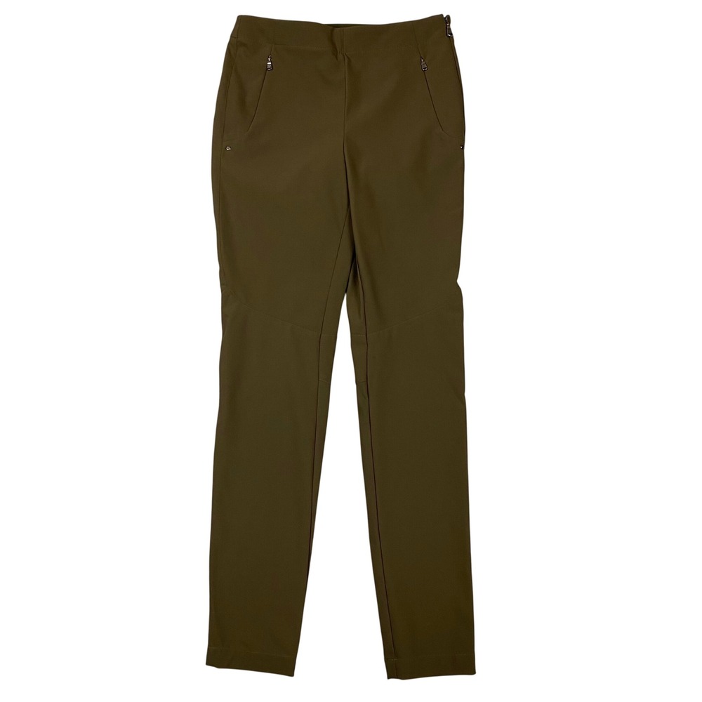 RLX Ralph Lauren Technical Stretch Golf Pants Women 2 Olive Green Slim Side Zip